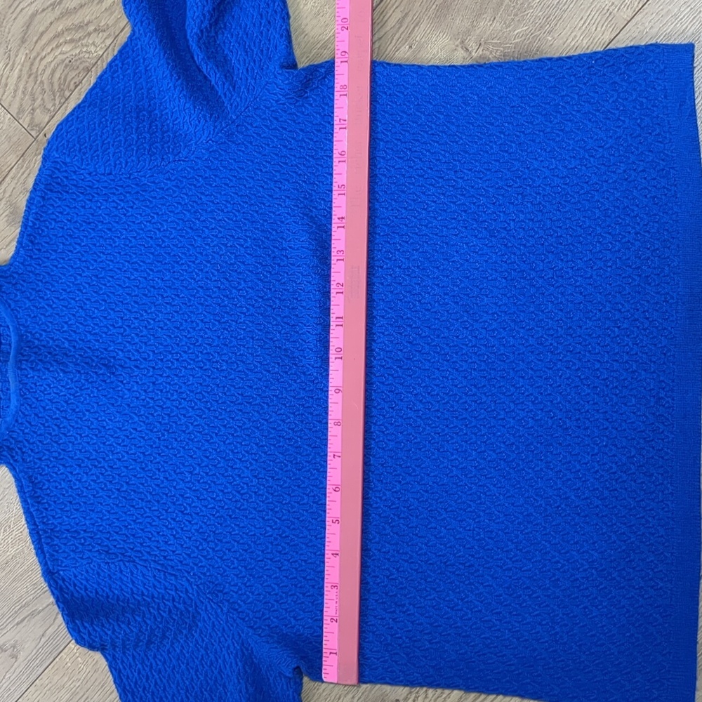 Pendleton 100% Merino Wool Short Sleeve Sweater Size Large Crew Neck Blue Top - Picture 6 of 9
